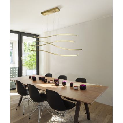 Azzardo AZ4058 - Candelabro suspenso LED com regulação WAVES LED/70W/230V dourado