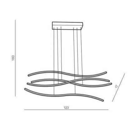Azzardo AZ4058 - Candelabro suspenso LED com regulação WAVES LED/70W/230V dourado