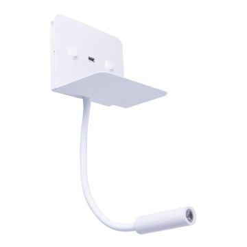 Azzardo AZ4417 - Candeeiro LED pequeno e flexível com prateleira VERA 1xLED/5W/230V + 1xLED/6W branco