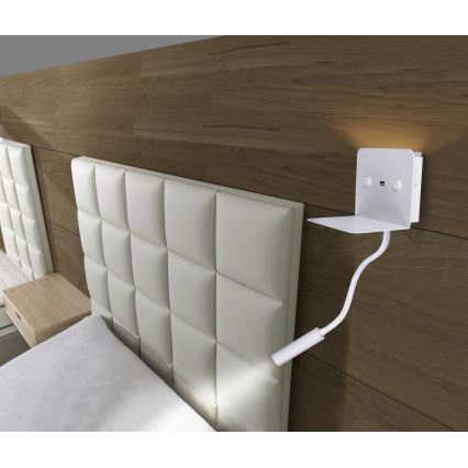Azzardo AZ4417 - Candeeiro LED pequeno e flexível com prateleira VERA 1xLED/5W/230V + 1xLED/6W branco