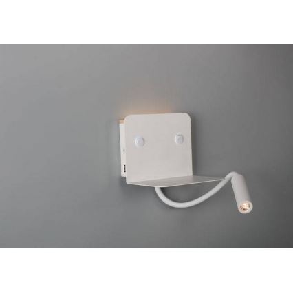 Azzardo AZ4417 - Candeeiro LED pequeno e flexível com prateleira VERA 1xLED/5W/230V + 1xLED/6W branco