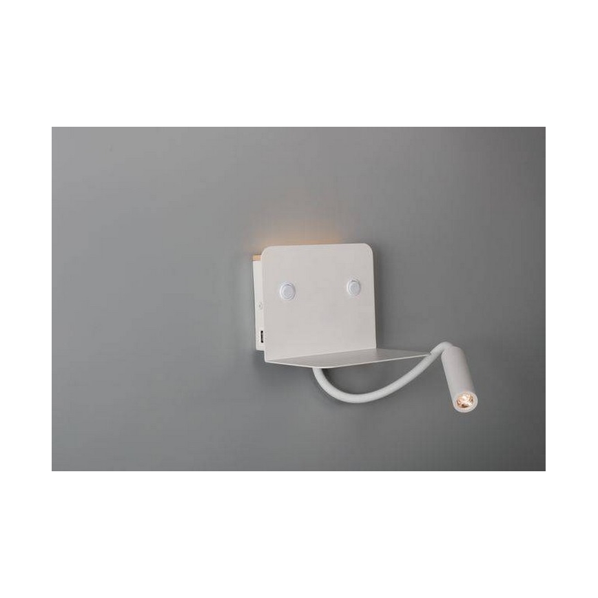 Azzardo AZ4417 - Candeeiro LED pequeno e flexível com prateleira VERA 1xLED/5W/230V + 1xLED/6W branco