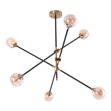 Azzardo AZ4700 - Candelabro suspenso SOLEN 6xG9/30W/230V preto/dourado