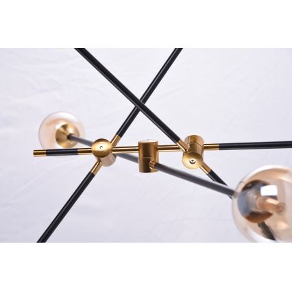 Azzardo AZ4700 - Candelabro suspenso SOLEN 6xG9/30W/230V preto/dourado