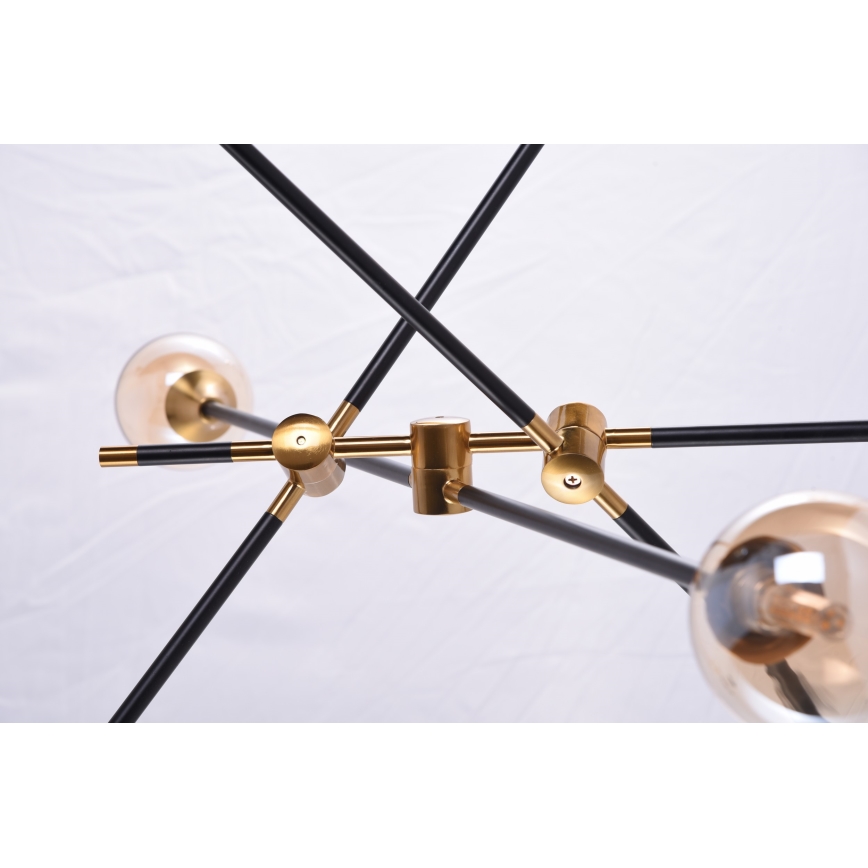 Azzardo AZ4700 - Candelabro suspenso SOLEN 6xG9/30W/230V preto/dourado