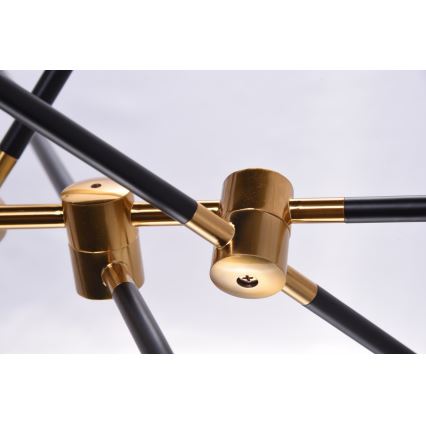 Azzardo AZ4700 - Candelabro suspenso SOLEN 6xG9/30W/230V preto/dourado