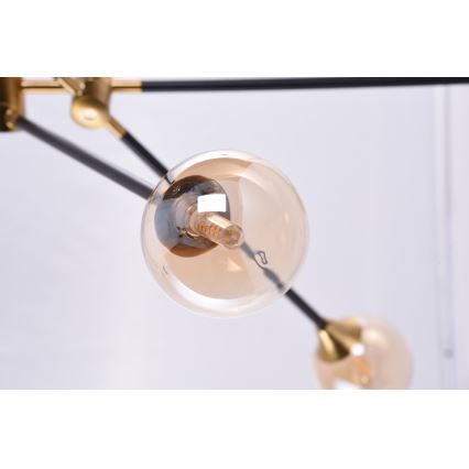 Azzardo AZ4700 - Candelabro suspenso SOLEN 6xG9/30W/230V preto/dourado
