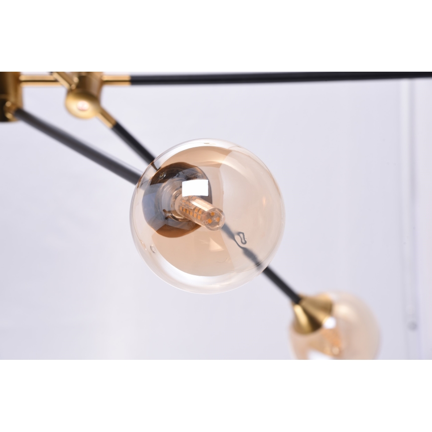 Azzardo AZ4700 - Candelabro suspenso SOLEN 6xG9/30W/230V preto/dourado