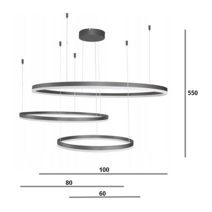 Azzardo AZ4707 - Candelabro suspenso LED HALO LED/130W/230V preto