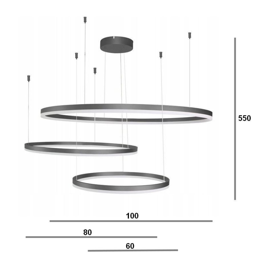Azzardo AZ4707 - Candelabro suspenso LED HALO LED/130W/230V preto