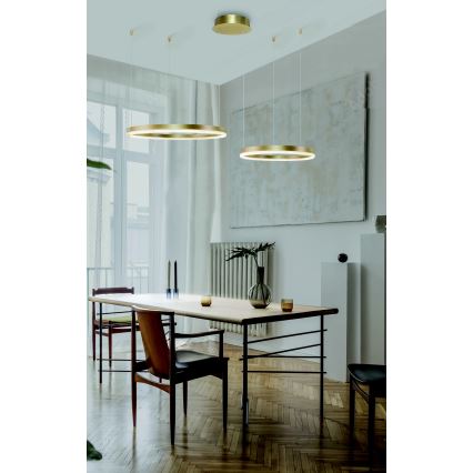 Azzardo AZ4979 - Candelabro suspenso LED com regulação HALO LED/90W/230V dourada + controlo remoto