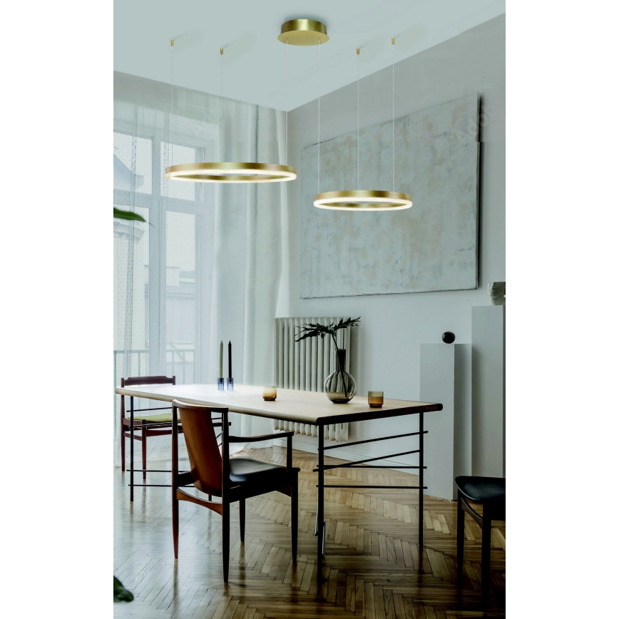 Azzardo AZ4979 - Candelabro suspenso LED com regulação HALO LED/90W/230V dourada + controlo remoto