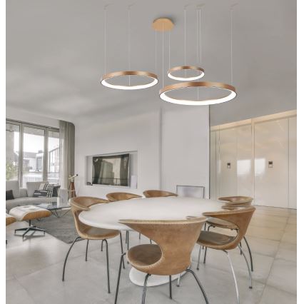 Azzardo AZ5026 - Candeeiro suspenso LED com regulação AGNES LED/120W/230V dourada