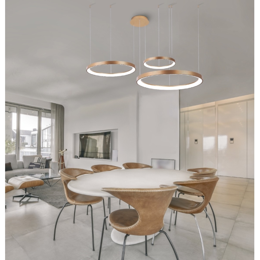 Azzardo AZ5026 - Candeeiro suspenso LED com regulação AGNES LED/120W/230V dourada