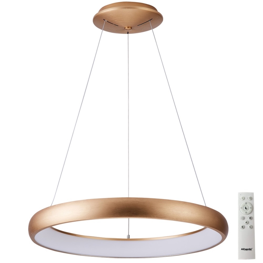 Azzardo AZ5064 - Candelabro suspenso LED com regulação ANTONIO LED/50W/230V dourada + controlo remoto
