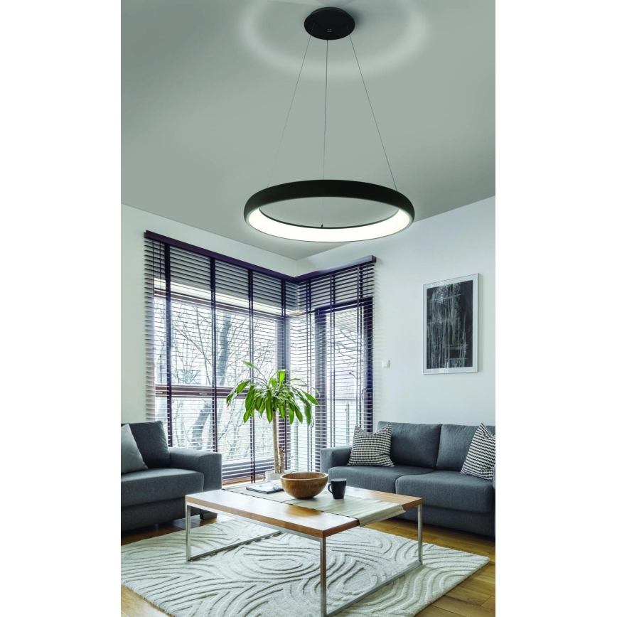 Azzardo AZ5066 - Candelabro suspenso LED com regulação ANTONIO LED/80W/230V preto + controlo remoto