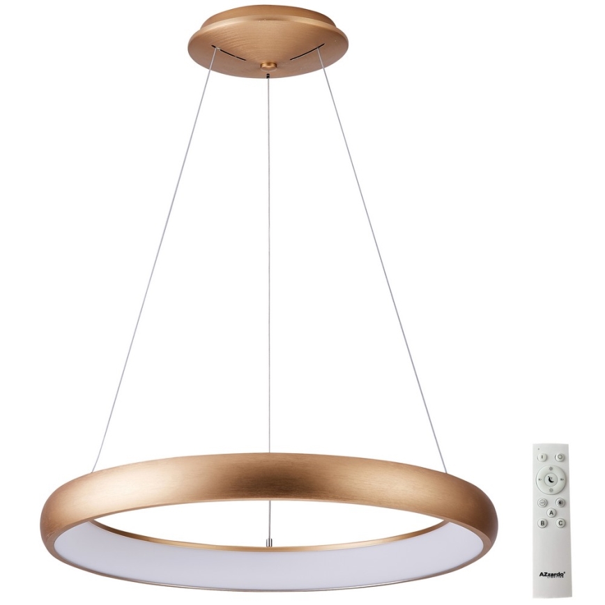 Azzardo AZ5067 - Candelabro suspenso LED com regulação ANTONIO LED/80W/230V dourada + controlo remoto