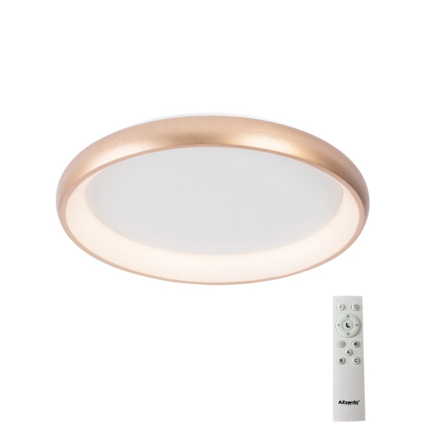 Azzardo AZ5070 - Iluminação de teto LED com regulação ANTONIO LED/32W/230V dourada + controlo remoto