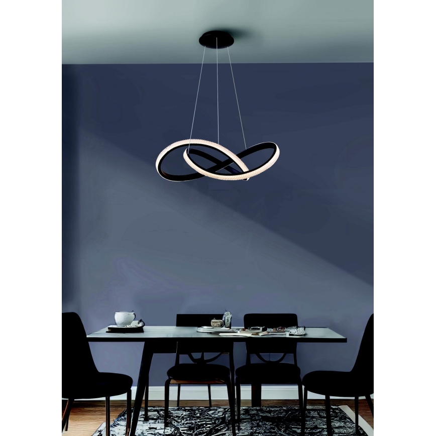 Azzardo AZ5096 - Candelabro suspenso LED com regulação INFINITY LED/80W/230V preto + controlo remoto
