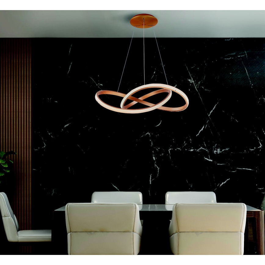 Azzardo AZ5097 - Candelabro suspenso LED com regulação INFINITY LED/80W/230V dourada + controlo remoto