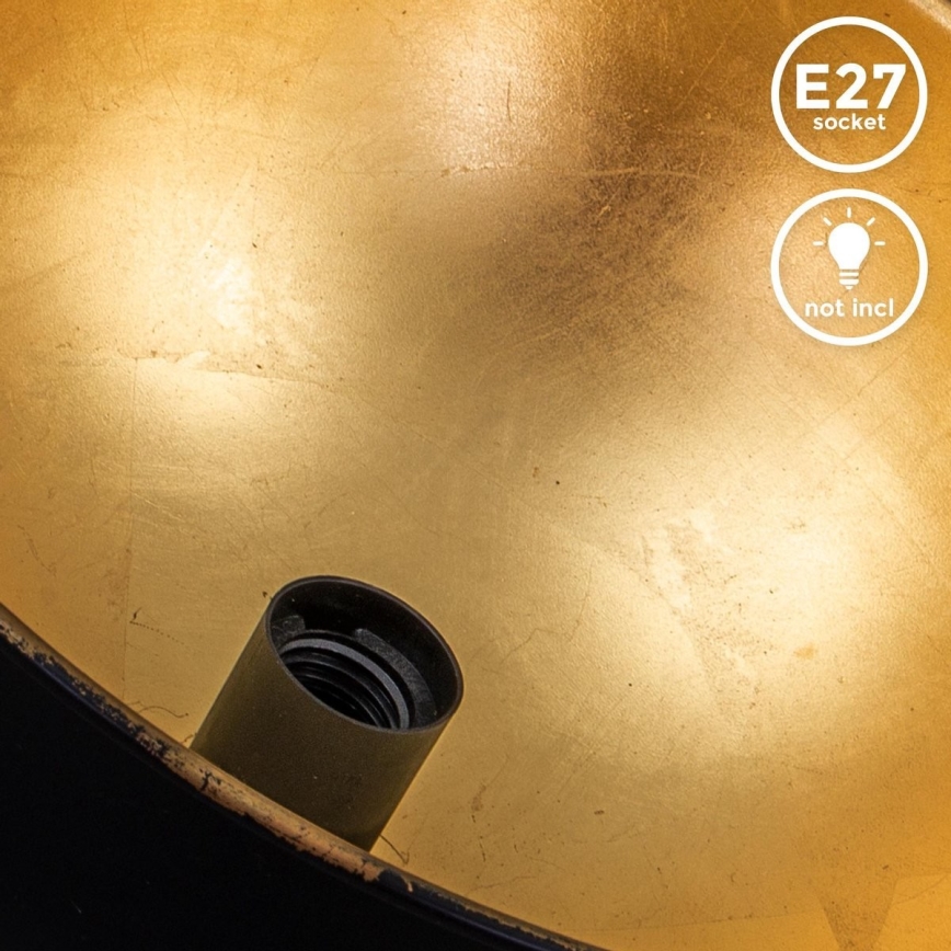 B.K. Licht 1322 - Iluminação de teto 1xE27/60W/230V preto/dourado