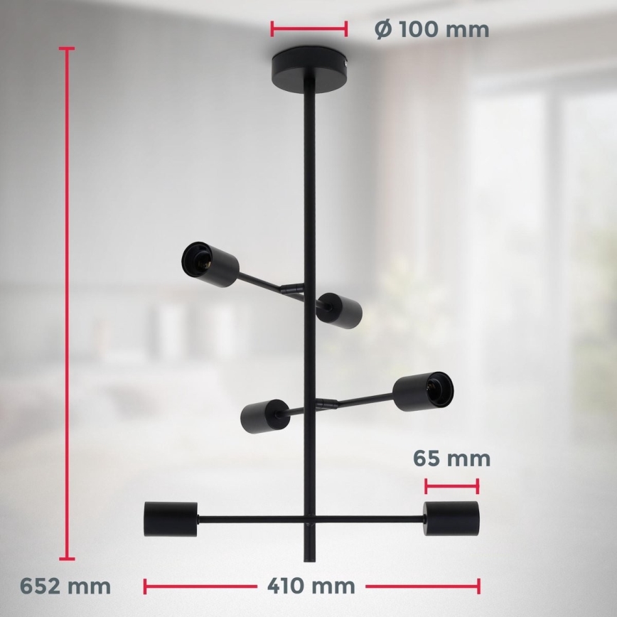 B.K. Licht 1344 - Candelabro suspenso 6xE27/60W/230V