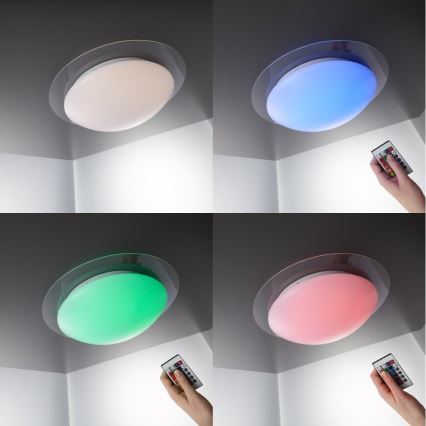 B.K.Licht BKL1025 - LED RGB Luz de teto de casa de banho com regulação ASKELLA LED/12W/230V IP44 + Controlo remoto