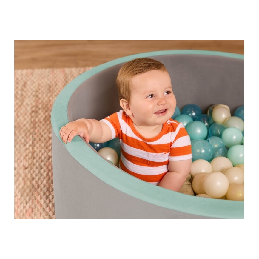 B-Toys - Piscina seca para crianças com bolas diâmetro 89 cm cinzento/turquesa