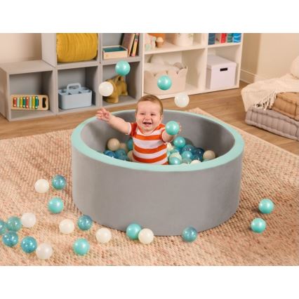 B-Toys - Piscina seca para crianças com bolas diâmetro 89 cm cinzento/turquesa