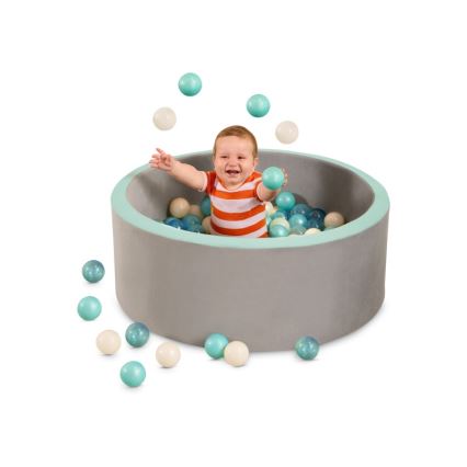 B-Toys - Piscina seca para crianças com bolas diâmetro 89 cm cinzento/turquesa