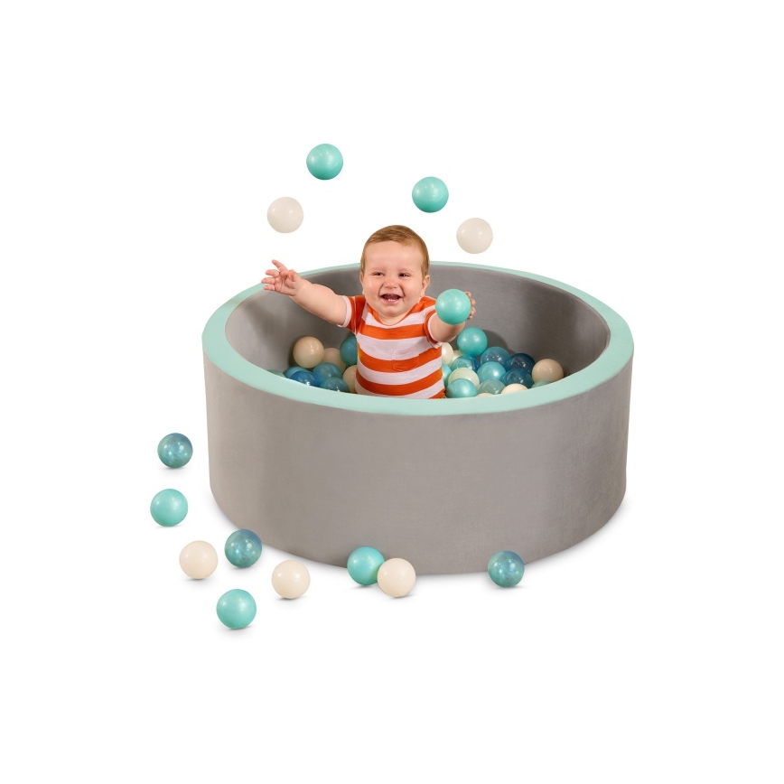 B-Toys - Piscina seca para crianças com bolas diâmetro 89 cm cinzento/turquesa
