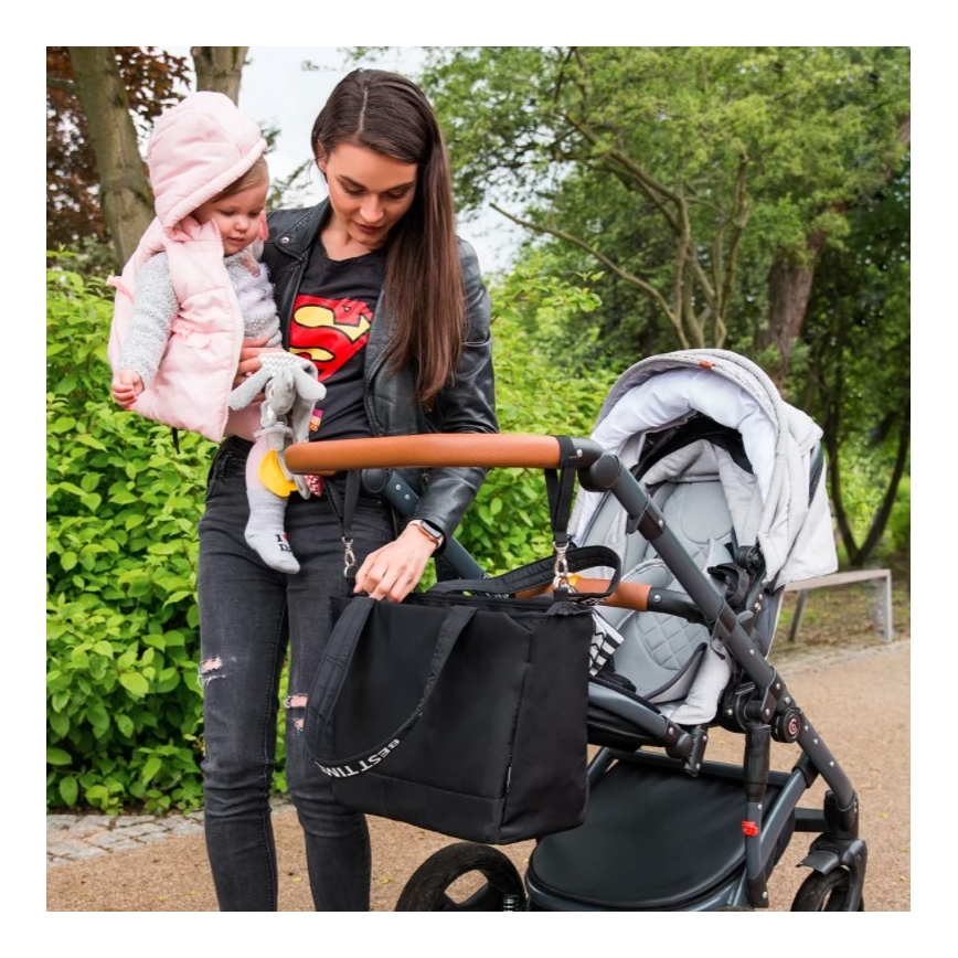 BabyOno - Saco de muda da roupa para carrinho de bebé Best Time Ever preto
