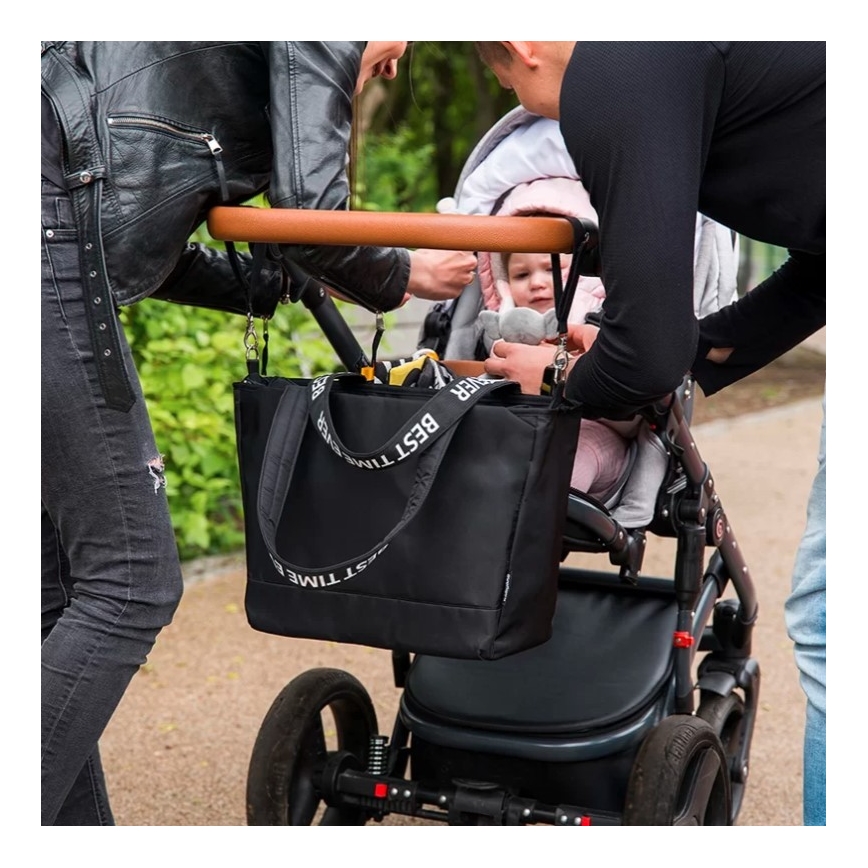 BabyOno - Saco de muda da roupa para carrinho de bebé Best Time Ever preto