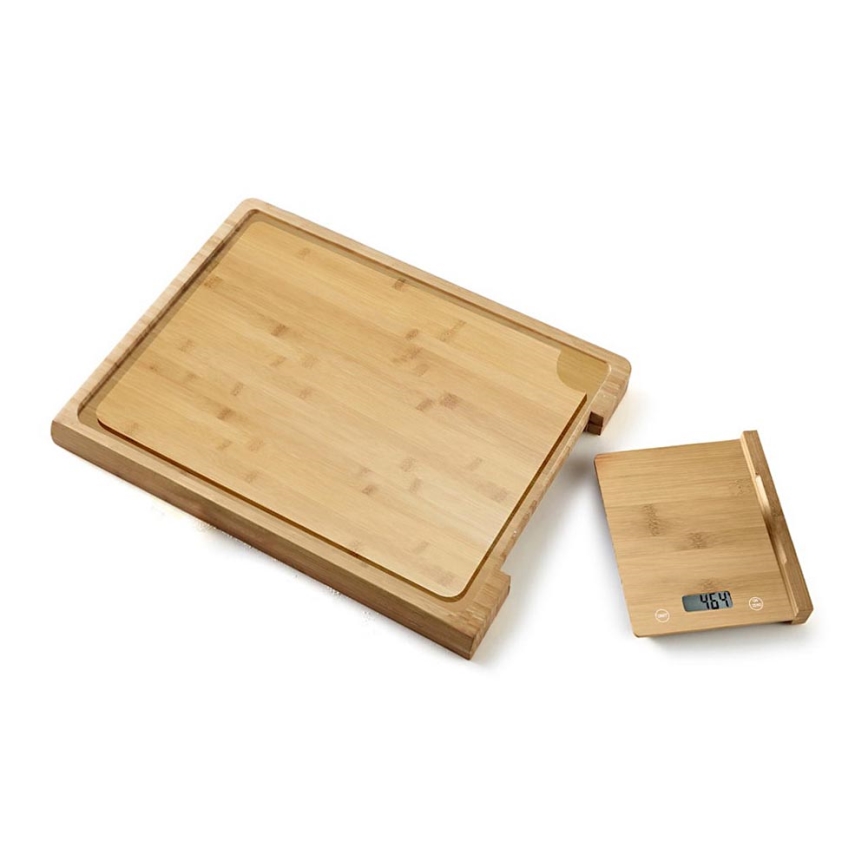 Balança de cozinha digital + placa de bambu