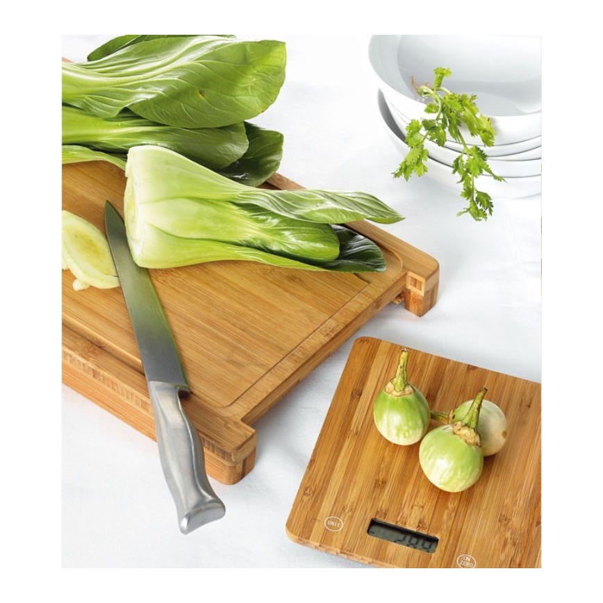 Balança de cozinha digital + placa de bambu