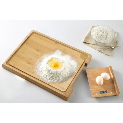 Balança de cozinha digital + placa de bambu