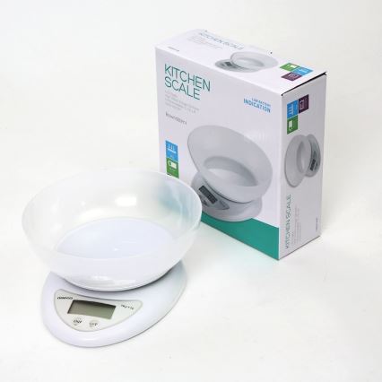 Balança digital de cozinha com taça 1xCR2032 branco