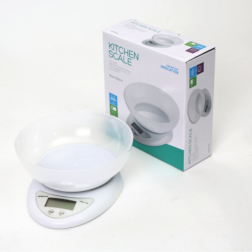 Balança digital de cozinha com taça 1xCR2032 branco