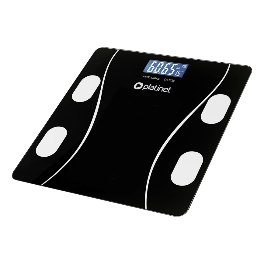Balança pessoal digital inteligente com visor LCD 2xAAA preto
