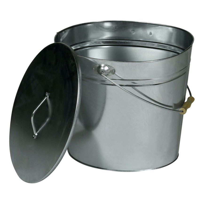Balde de cinzas com tampa 15 l cromado brilhante