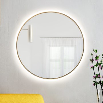 Baltica Design - Espelho de parede para casa de banho com retroiluminação BRIGHT LED/15W/230V 4500K Ø 100 cm IP65 dourado