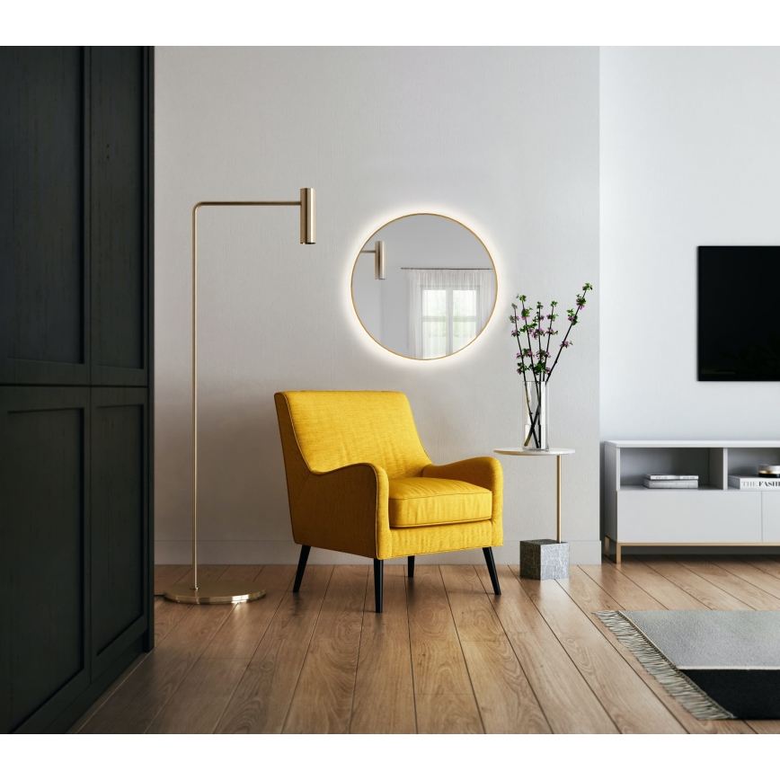 Baltica Design - Espelho de parede para casa de banho com iluminação integrada BRIGHT LED/15W/230V 4500K diâmetro 90 cm IP65 dourado