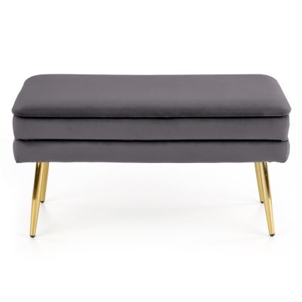 Banco acolchoado com espaço de armazenamento VELVA 37x78 cm cinzento/dourado