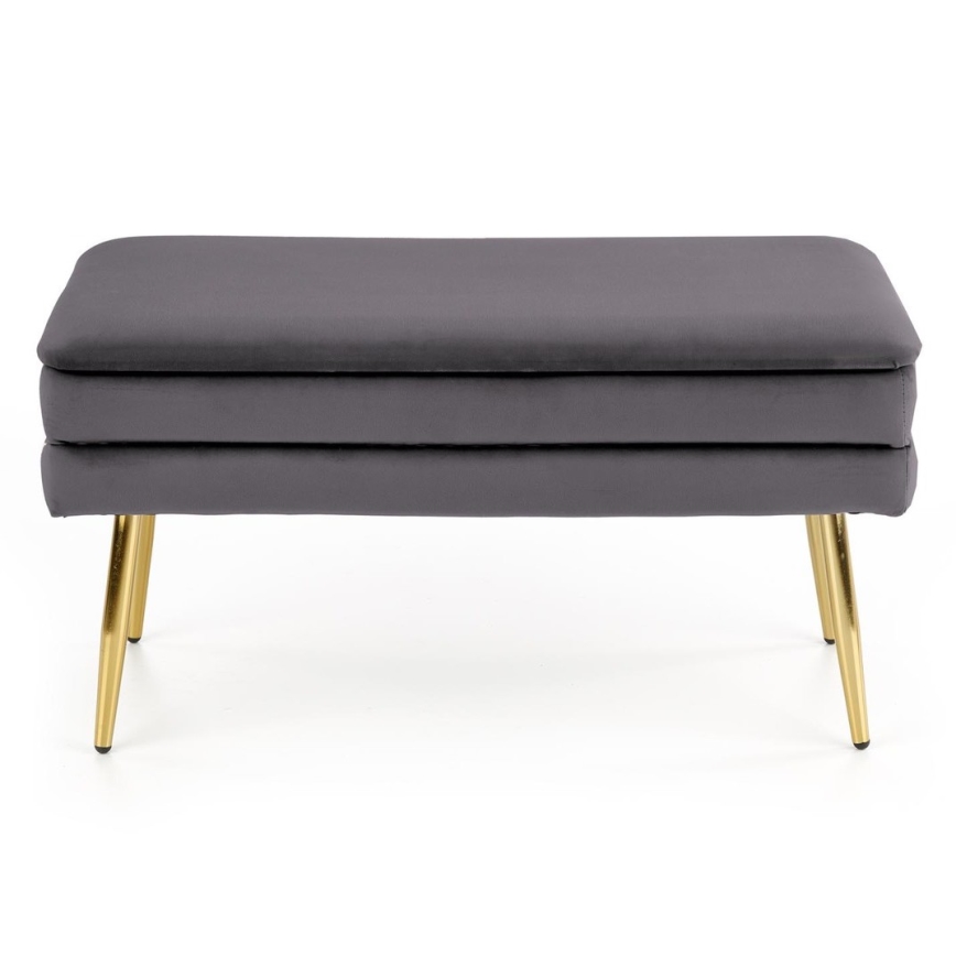 Banco acolchoado com espaço de armazenamento VELVA 37x78 cm cinzento/dourado