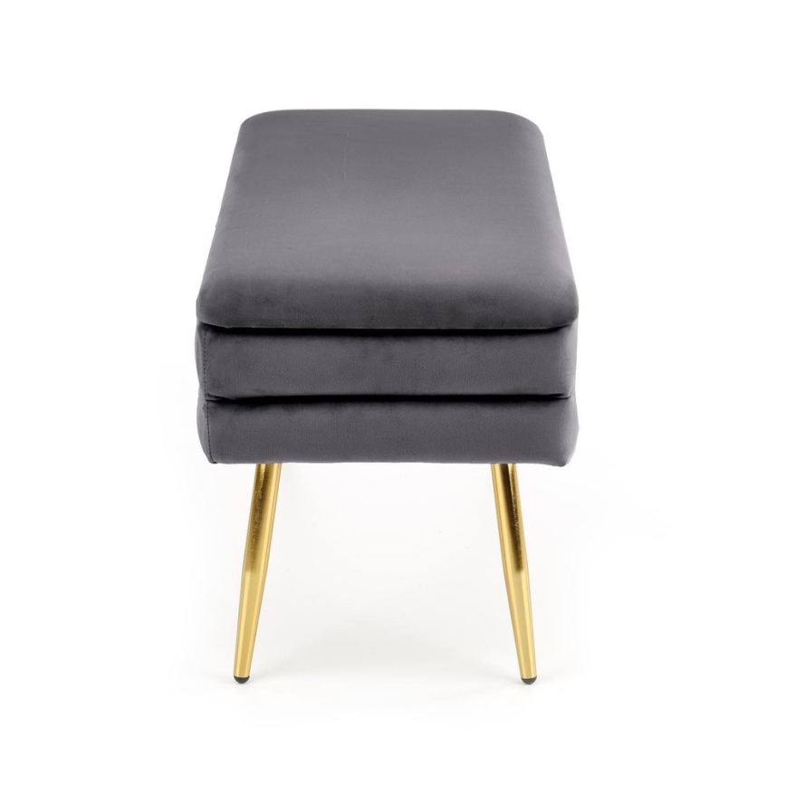 Banco acolchoado com espaço de armazenamento VELVA 37x78 cm cinzento/dourado