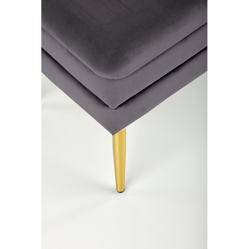Banco acolchoado com espaço de armazenamento VELVA 37x78 cm cinzento/dourado