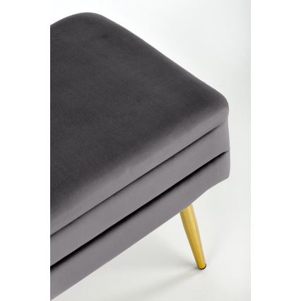 Banco acolchoado com espaço de armazenamento VELVA 37x78 cm cinzento/dourado