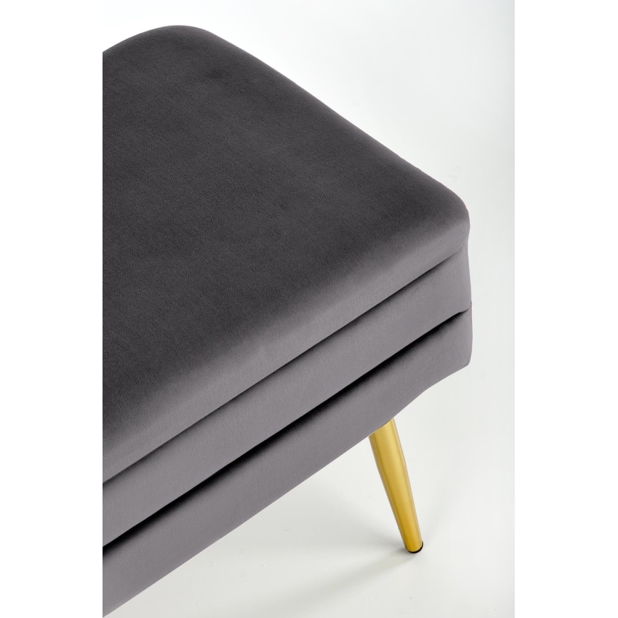 Banco acolchoado com espaço de armazenamento VELVA 37x78 cm cinzento/dourado