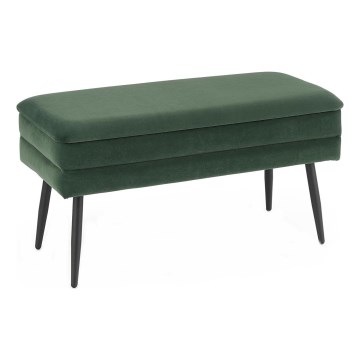 Banco acolchoado com espaço de armazenamento VELVA 37x78 cm verde/preto