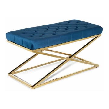 Banco acolchoado SALIBA 50x97 cm dourado/azul